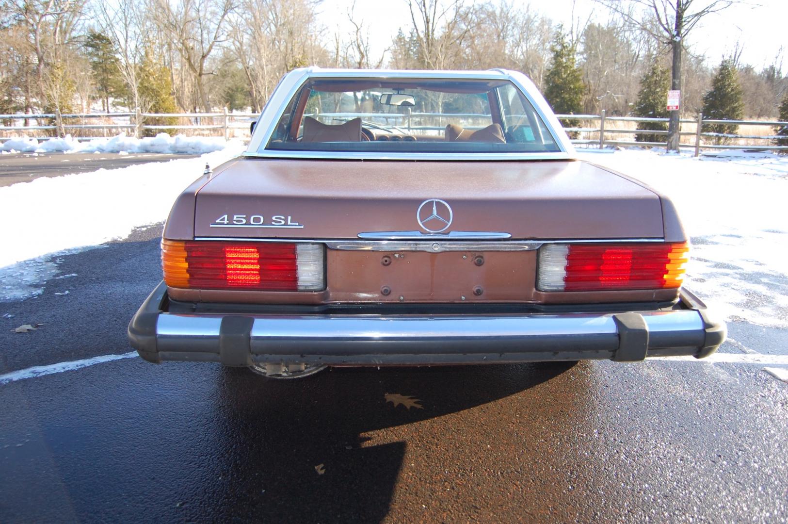 1976 Brown /Brown Leather Mercedes-Benz 450SL (10704412030) with an 4.5L V8 engine, Automatic transmission, located at 6528 Lower York Road, New Hope, PA, 18938, (215) 862-9555, 40.358707, -74.977882 - Here we have a nice 1976 Mercedes 450SL convertible with a 4.5L V8 engine putting power to the rear wheels via an automatic transmission. Some options on this vehicle include brown leather, wood trim, power windows, removable hard top, heat, A/C, AM/FM radio, cruise control, wood steering wheel, 14 - Photo#17